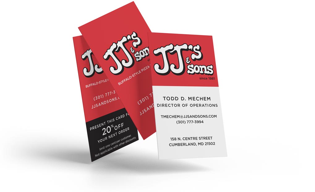JJ's and Sons Restaurant Business Card and Letterhead design by faucethead creative