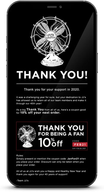 JJ's and Sons Restaurant Email Campaign design by faucethead creative